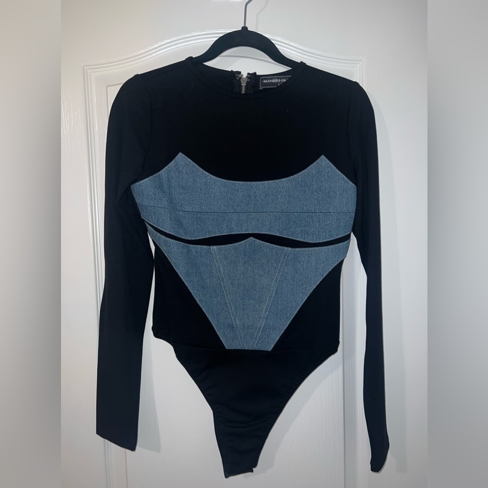 Maniere de voire black/denim bodysuit